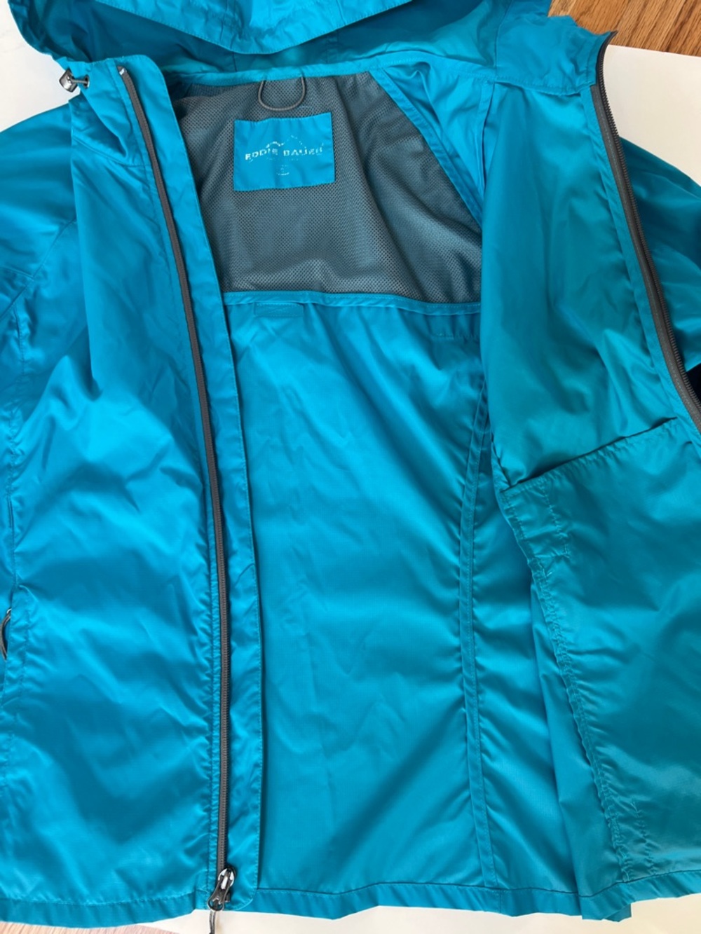 Eddie Bauer Women's Lightweight Teal Hooded Windbreaker Jacket S - Picture 8 of 13